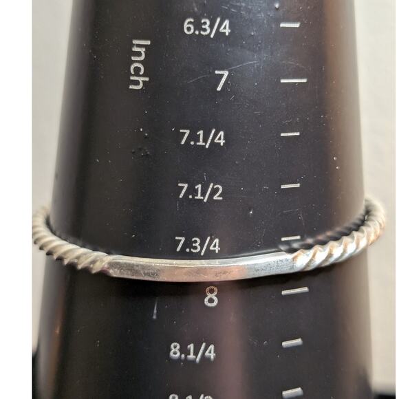 Taxco Mexico Straight & Twisted Sterling Silver Stacking Bangle Bracelet - Picture 6 of 7